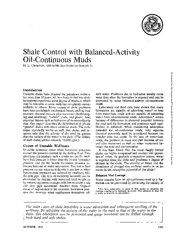 (PDF) Shale Control with Balanced-Activity Oil-Continuous Muds