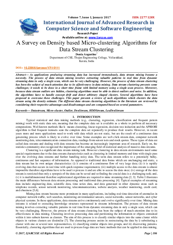 (PDF) A Survey on Density based Micro-clustering Algorithms for Data ...