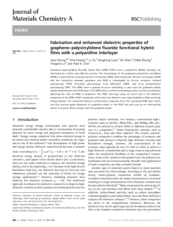 (PDF) Fabrication and enhanced dielectric properties of graphene ...