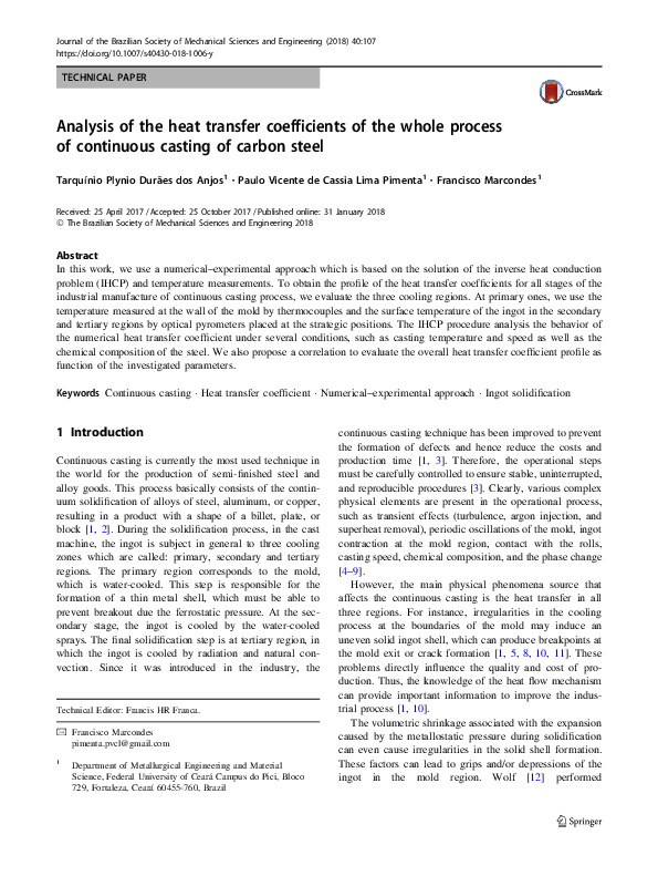 (PDF) Analysis of the heat transfer coefficients of the whole process ...