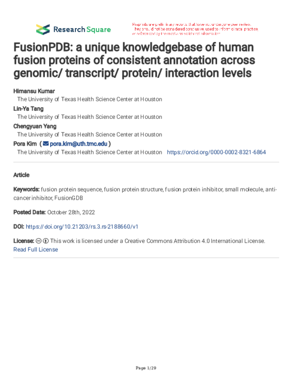 (PDF) FusionPDB: a unique knowledgebase of human fusion proteins of ...
