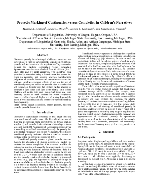 (PDF) Prosodic marking of continuation versus completion in children fs ...