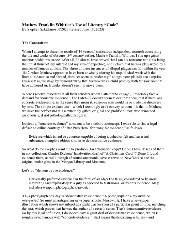 (PDF) Mathew Franklin Whittier's Use of Literary 