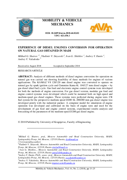 (PDF) Experience of Diesel Engines Conversion for Operation on Natural ...