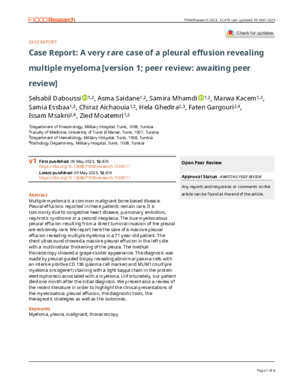 (PDF) Case Report: A very rare case of a pleural effusion revealing ...