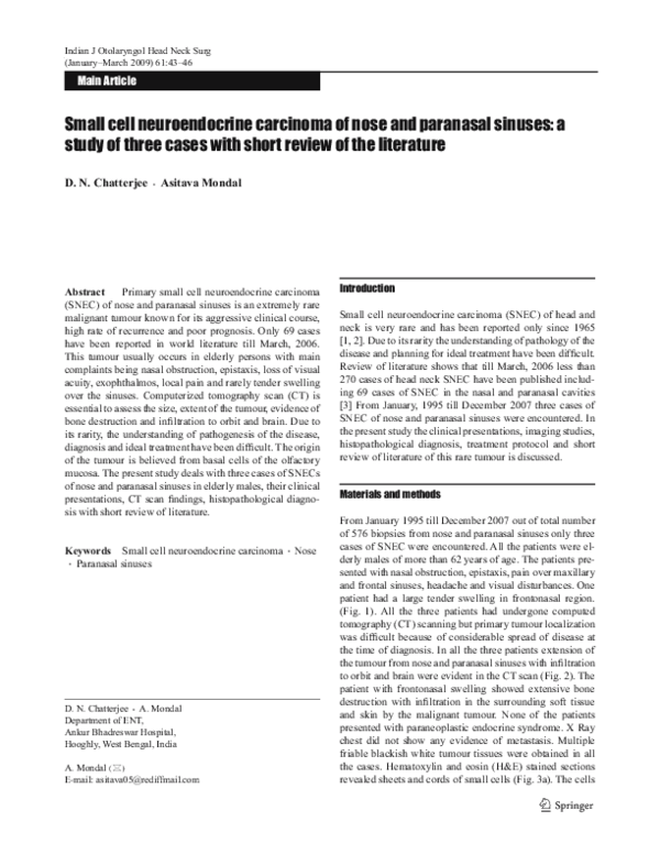 (PDF) Small cell neuroendocrine carcinoma of nose and paranasal sinuses ...