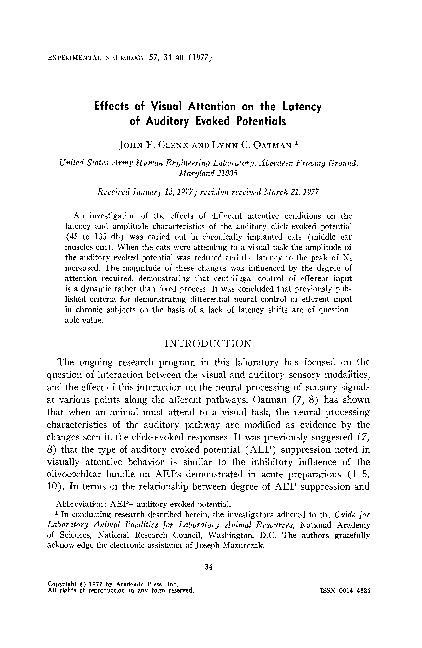 (PDF) Effects of visual attention on the latency of auditory evoked ...