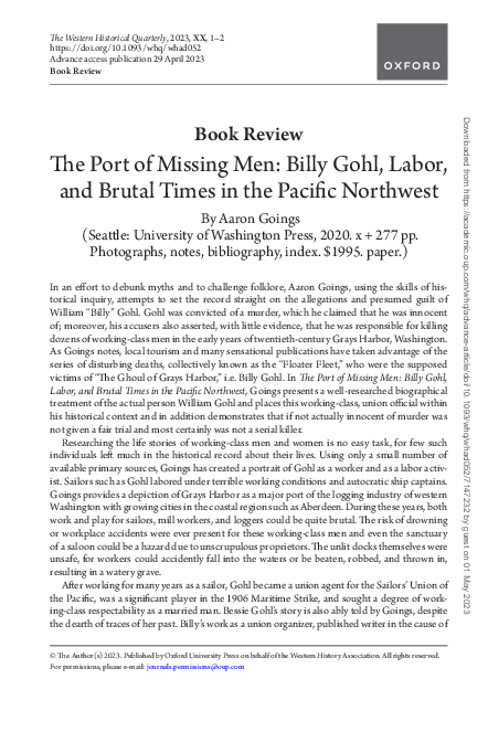 (PDF) The Port of Missing Men: Billy Gohl, Labor, and Brutal Times in ...
