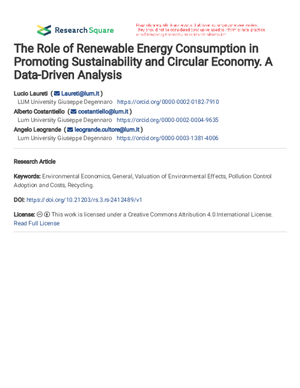 (PDF) The Role of Renewable Energy Consumption in Promoting ...