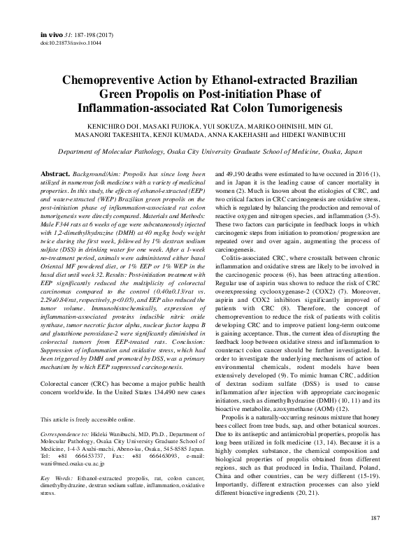 (PDF) Chemopreventive Action by Ethanol-extracted Brazilian Green ...
