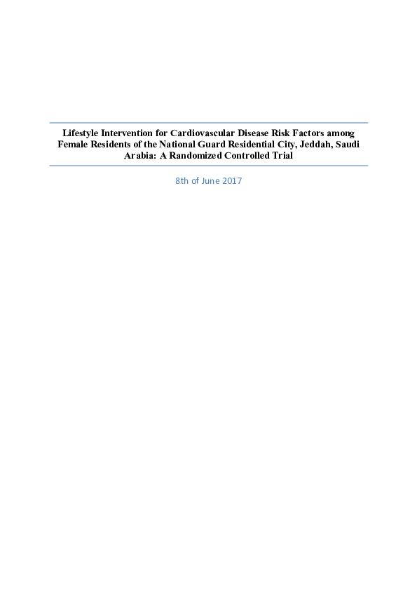(PDF) Lifestyle Intervention for Cardiovascular Disease Risk Factors in ...
