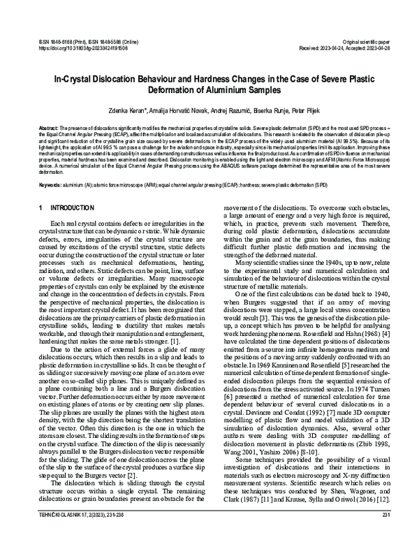 (PDF) In-Crystal Dislocation Behaviour and Hardness Changes in the Case ...