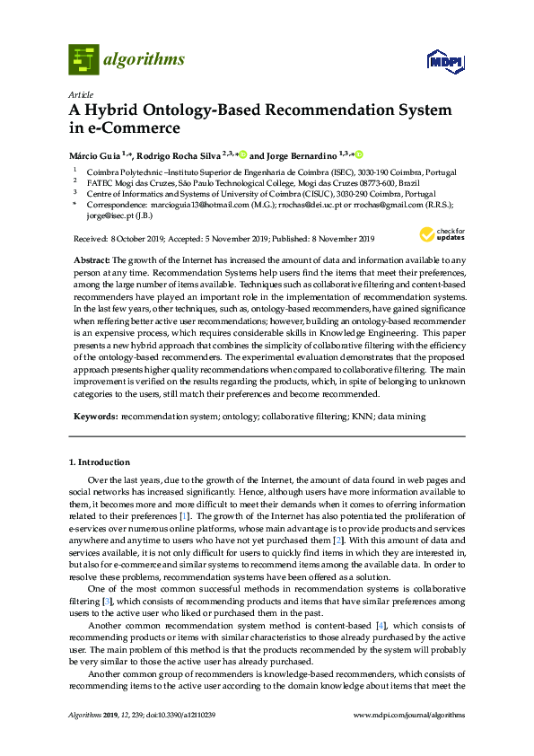 (PDF) A Hybrid Ontology-Based Recommendation System in e-Commerce