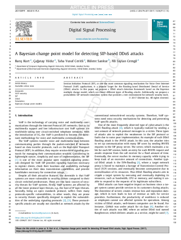 (PDF) A Bayesian change point model for detecting SIP-based DDoS attacks