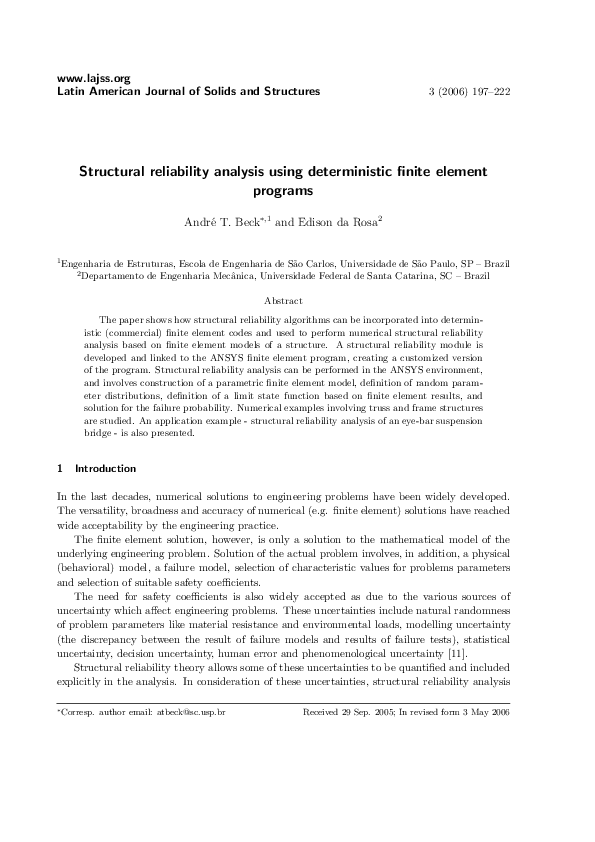 (PDF) Structural reliability analysis using deterministic finite ...