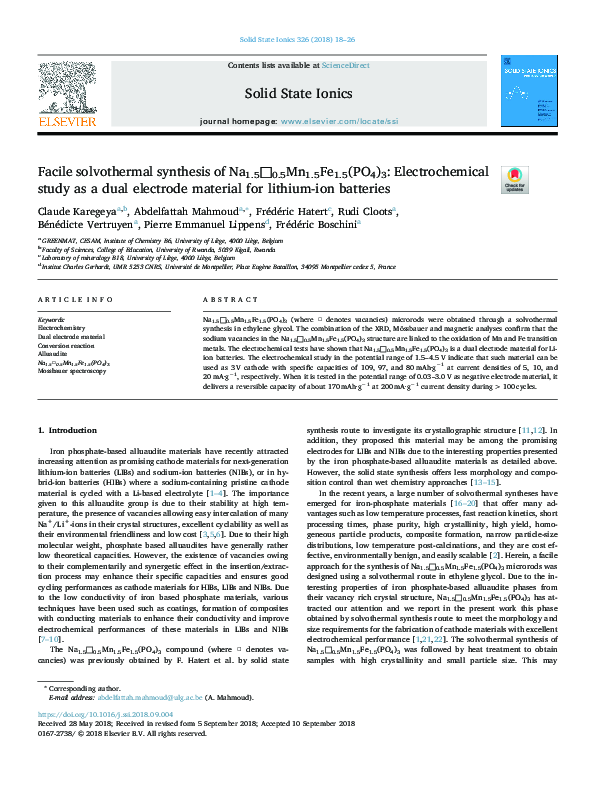 (PDF) Facile solvothermal synthesis of Na1.5 0.5Mn1.5Fe1.5(PO4)3 ...