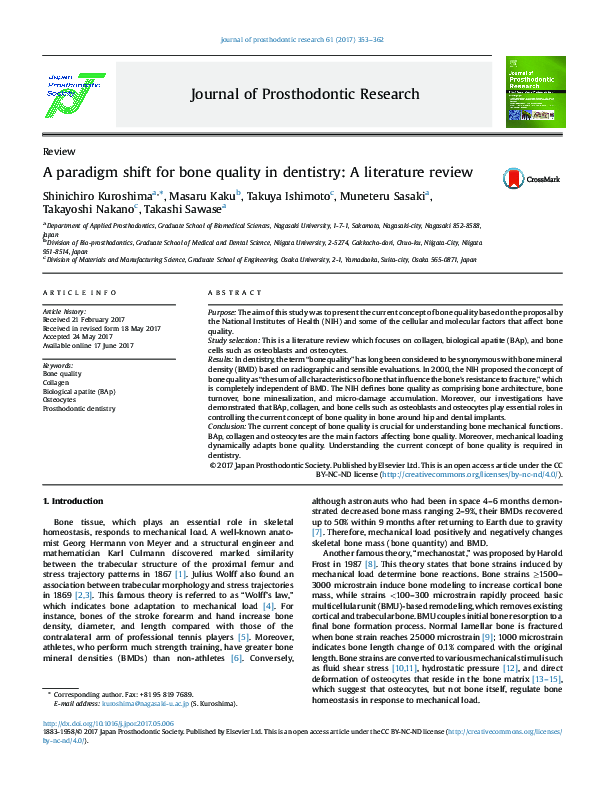 (PDF) A paradigm shift for bone quality in dentistry: A literature review