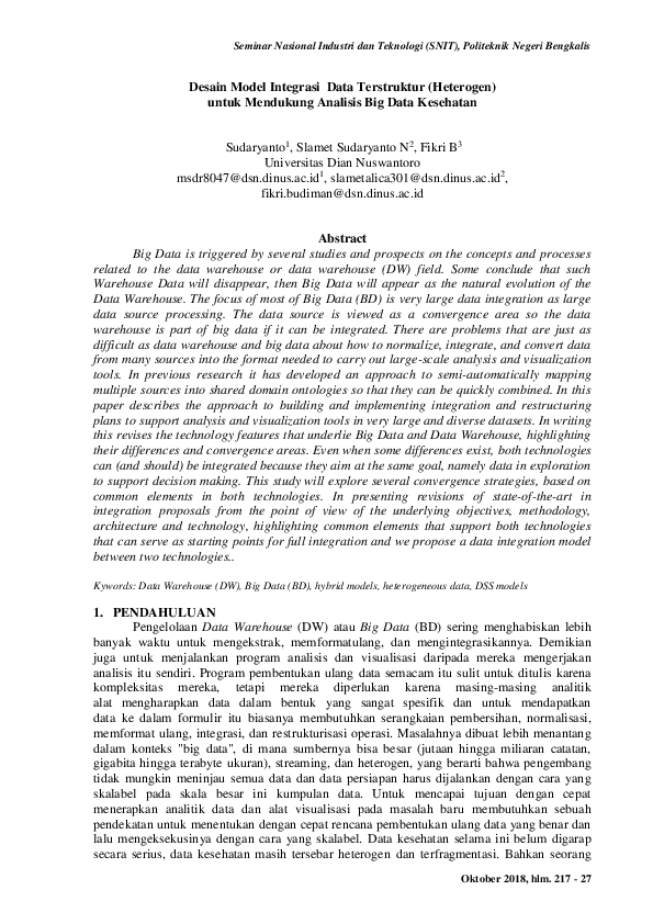 (PDF) Desain Model Integrasi Data Terstruktur (Heterogen) untuk ...