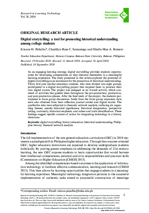 (PDF) Digital storytelling: a tool for promoting historical ...