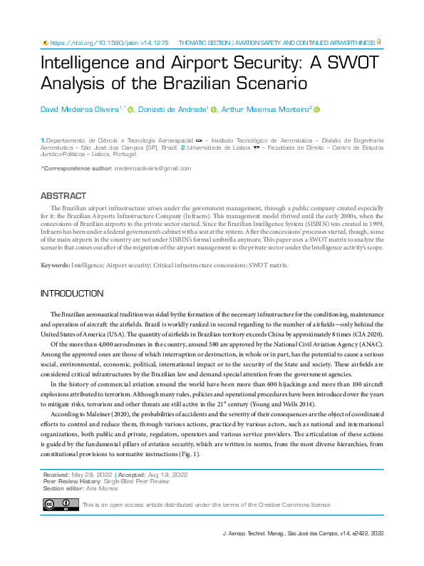 (PDF) Intelligence and Airport Security: A SWOT Analysis of the ...
