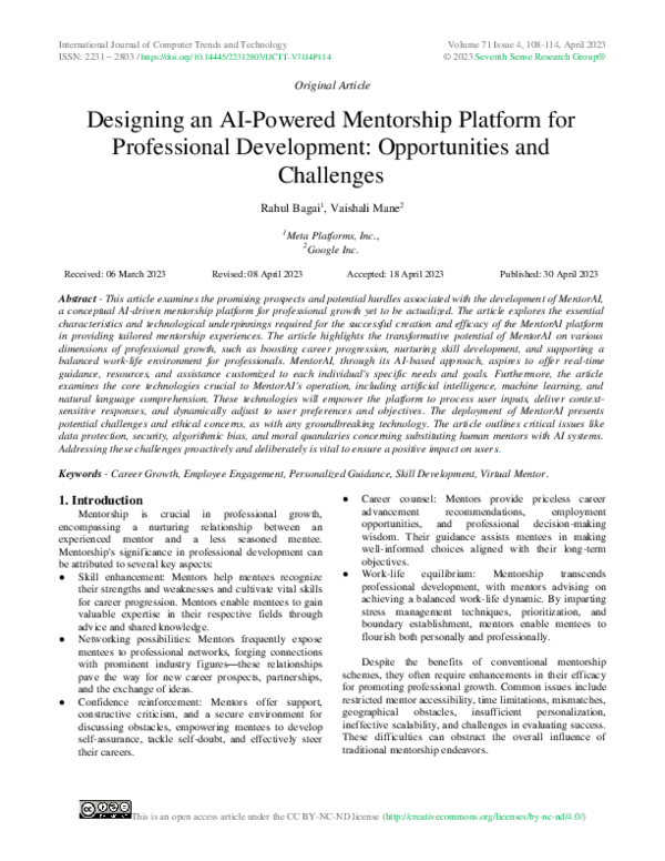 (PDF) Designing an AI-Powered Mentorship Platform for Professional ...