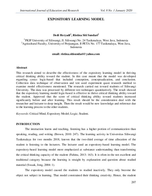 (PDF) Expository Learning Model