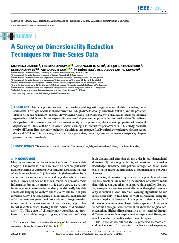 (PDF) A Survey on Dimensionality Reduction Techniques for Time-Series Data