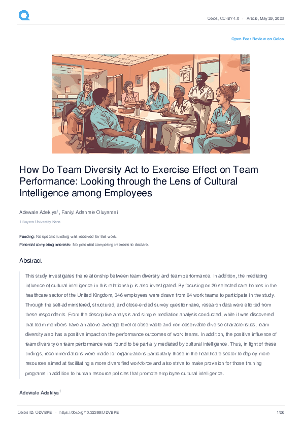 (PDF) How Do Team Diversity Act to Exercise Effect on Team Performance ...