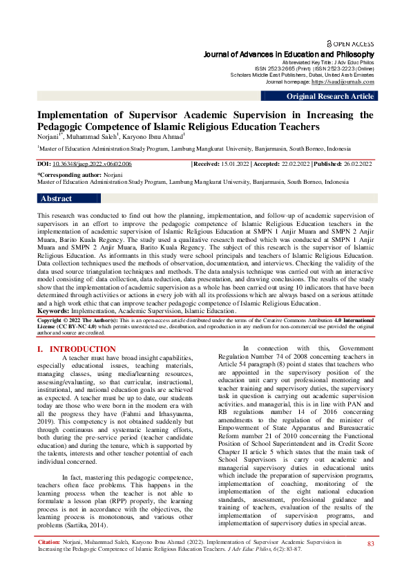 (PDF) Implementation of Supervisor Academic Supervision in Increasing ...