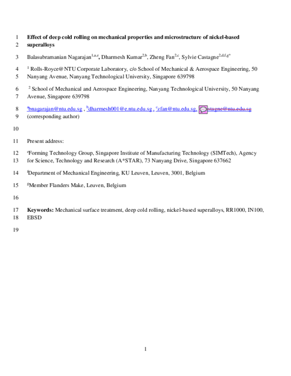 (PDF) Effect of deep cold rolling on mechanical properties and ...