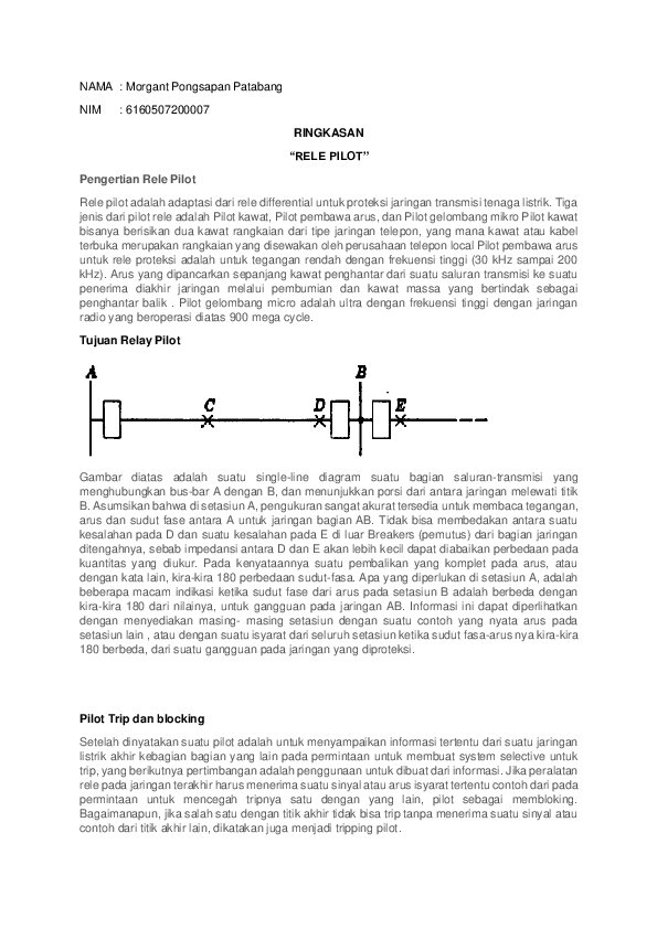 (PDF) Materi PILOT Rele, Relay pilot, Pilot relay P O