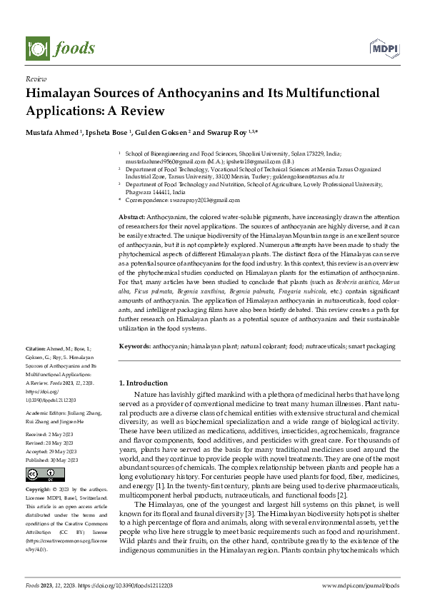 (PDF) Himalayan Sources of Anthocyanins and Its Multifunctional ...