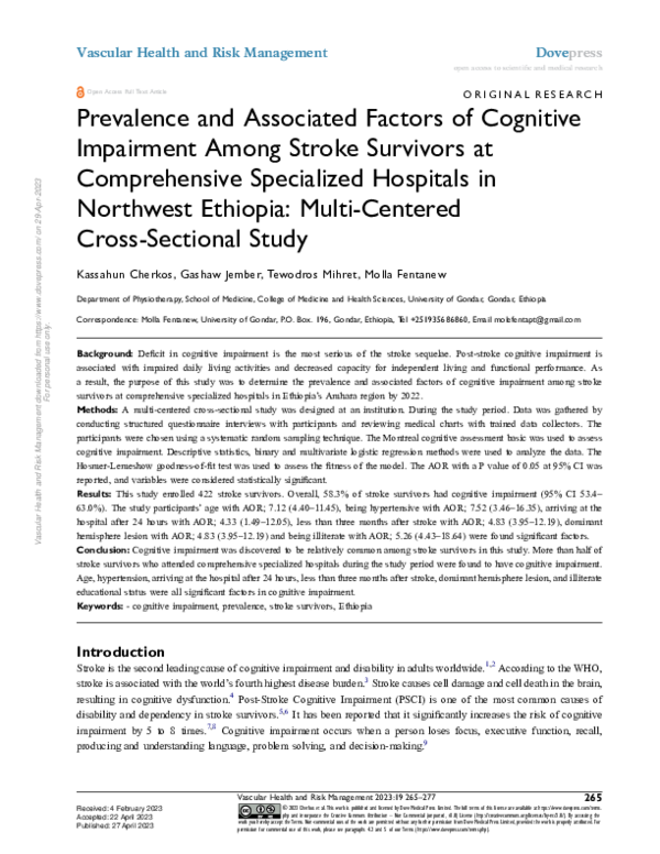 (PDF) Prevalence and Associated Factors of Cognitive Impairment Among ...
