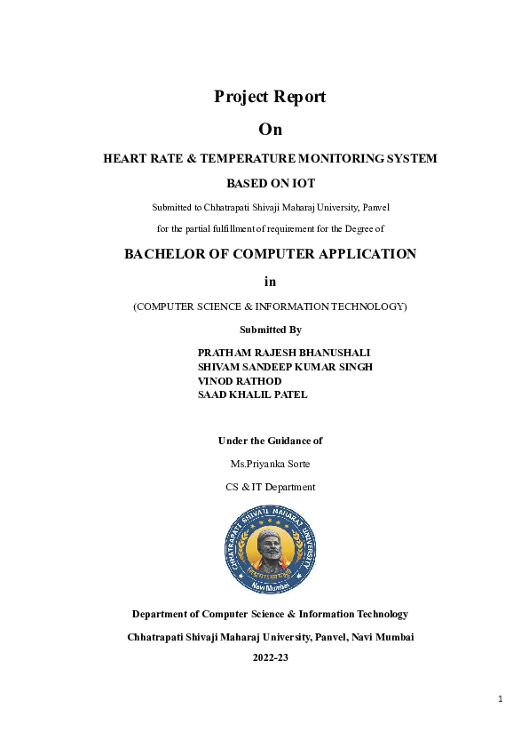 (PDF) HEART RATE TEMPERATURE MONITORING SYSTEM Report 1