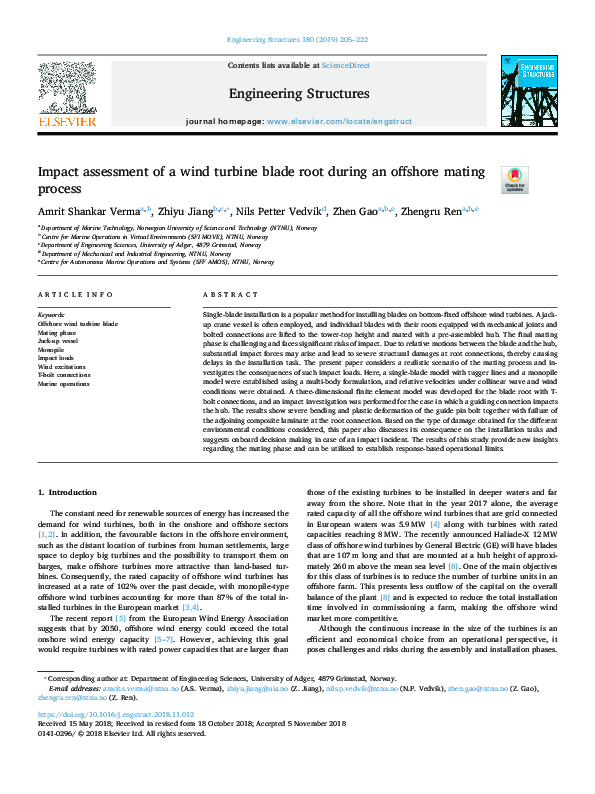 (PDF) Impact assessment of a wind turbine blade root during an offshore ...