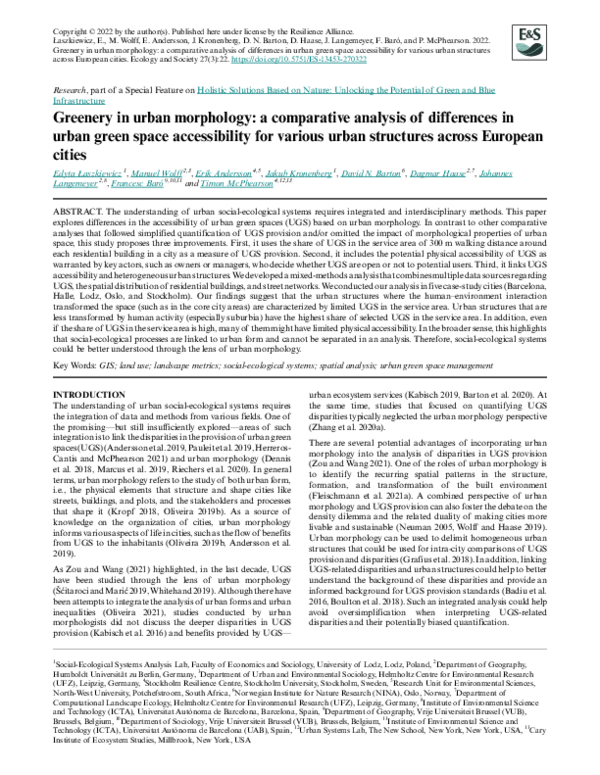 (PDF) Greenery in urban morphology: a comparative analysis of ...