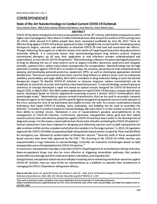 (PDF) State of the Art Nanotechnology to Combat Current COVID-19 Outbreak