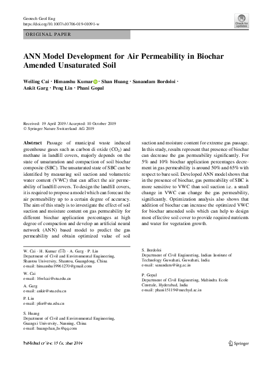 (PDF) ANN Model Development for Air Permeability in Biochar Amended ...