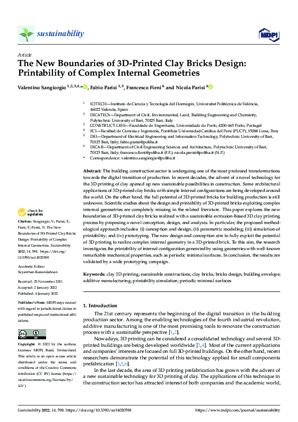 (PDF) The New Boundaries of 3D-Printed Clay Bricks Design: Printability ...