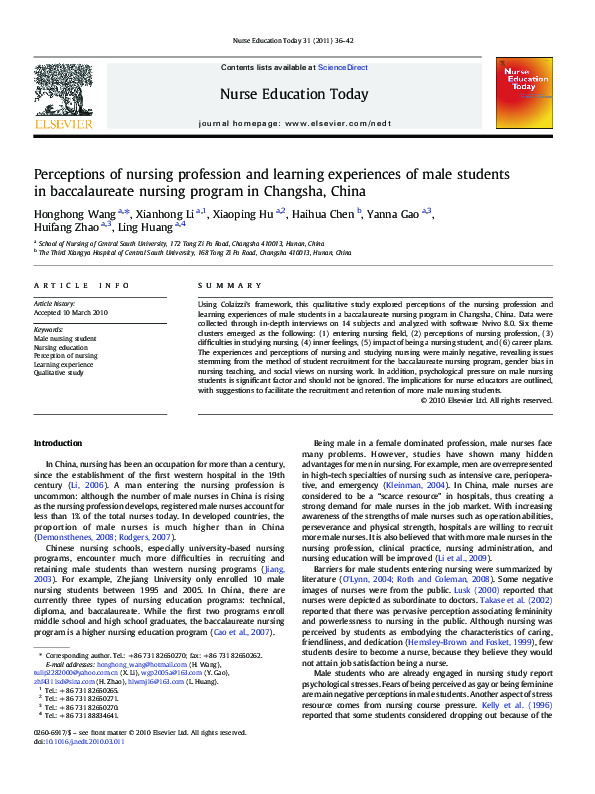 (PDF) Perceptions of nursing profession and learning experiences of ...