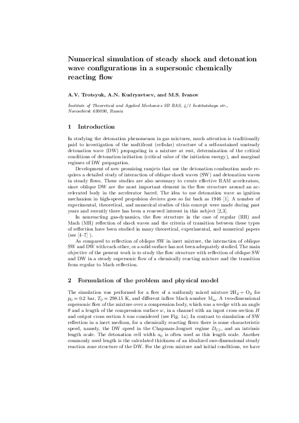 (PDF) Numerical simulation of steady shock and detonation wave ...