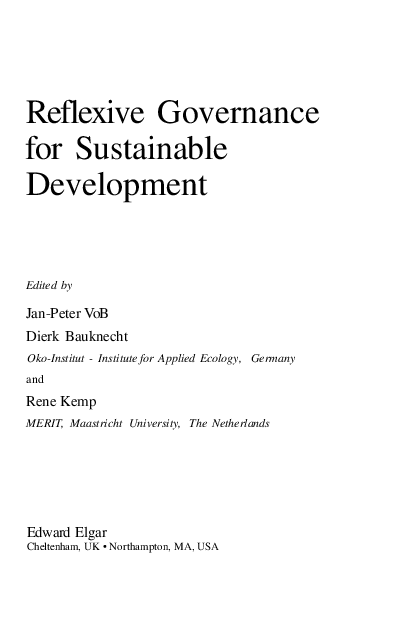 Pdf Reflexive Governance For Sustainable Development