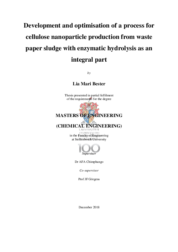 (PDF) Development and optimisation of a process for cellulose ...