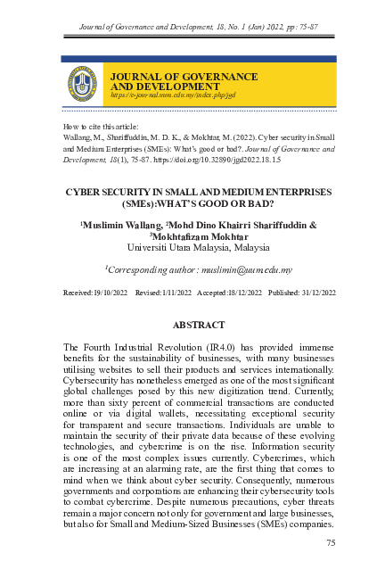 (PDF) CYBER SECURITY IN SMALL AND MEDIUM ENTERPRISES (SMEs)