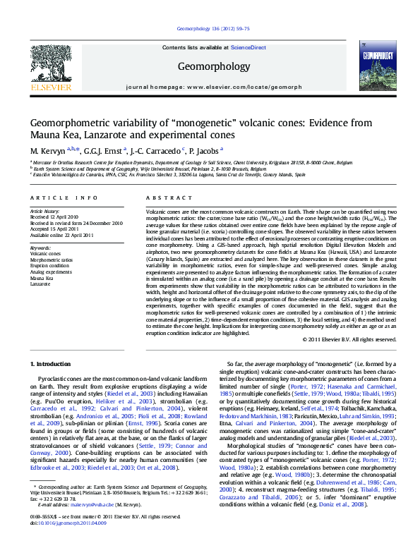 (PDF) Geomorphometric variability of “monogenetic” volcanic cones ...