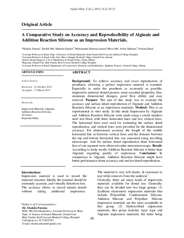 (PDF) A Comparative Study on Accuracy and Reproducibility of Alginate ...