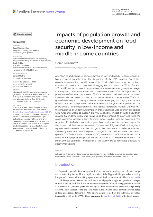 (PDF) Impacts of population growth and economic development on food ...