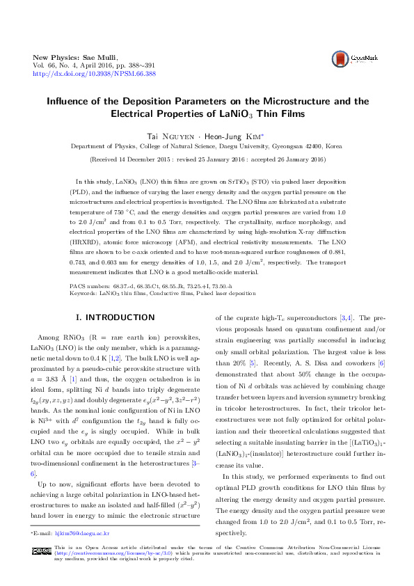 (PDF) Influence of the Deposition Parameters on the Microstructure and ...