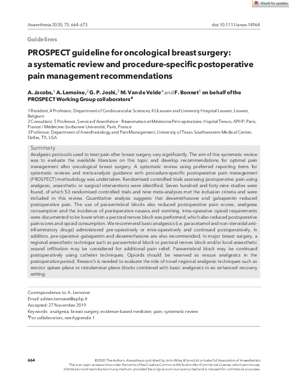 (PDF) PROSPECT guideline for oncological breast surgery a systematic