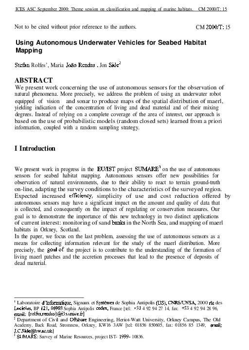(PDF) Using Autonomous Underwater Vehicles for Seabed Habitat Mapping